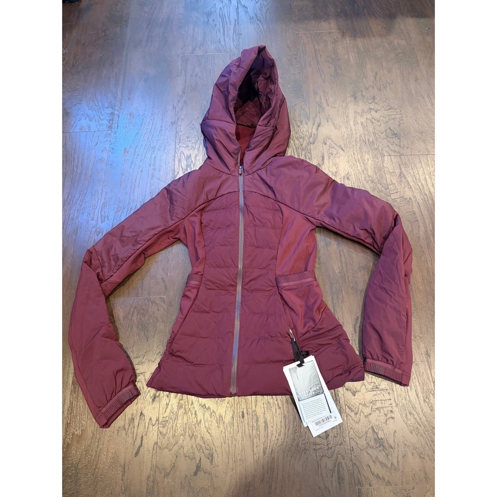 Lululemon Down For It All Jacket Red Merlot Maroon Puffer Hooded Women NWT